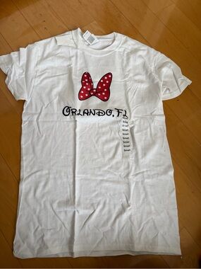 Disney White Tee with Red Polka Dot Bow Graphic